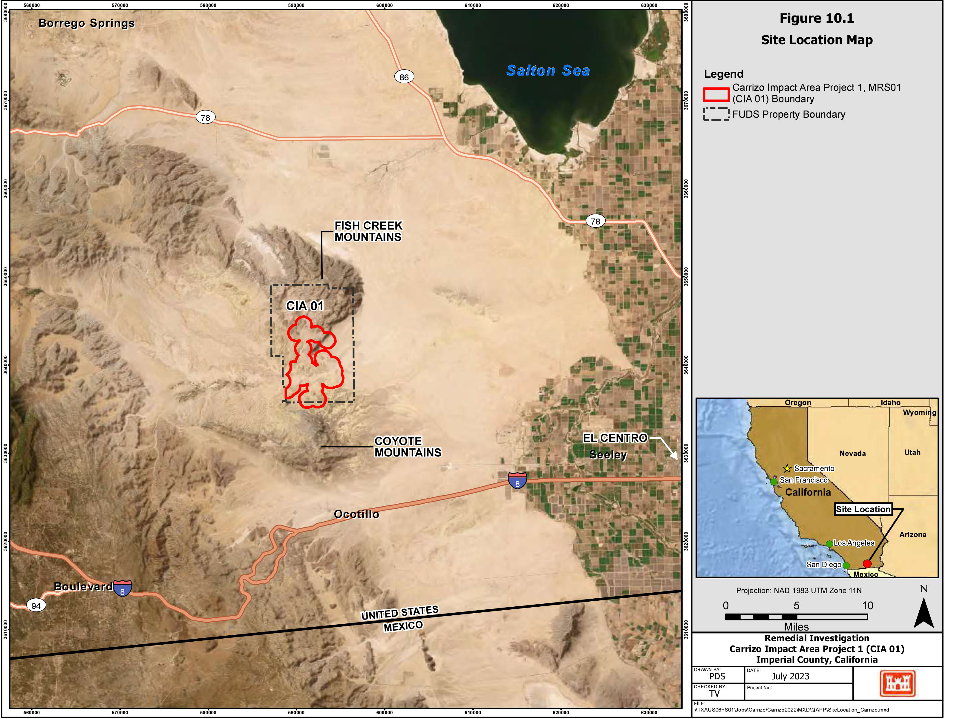 Site Location Map of Carrizo Impact Area in Imperial County, CA